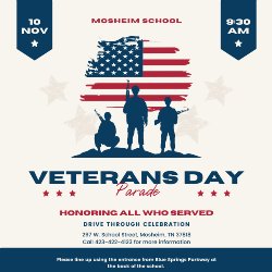 Veterans Day Parade November 10th at 9:30 AM